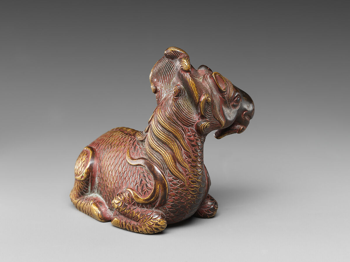 Paperweight in the shape of a Qilin, Copper alloy, China
