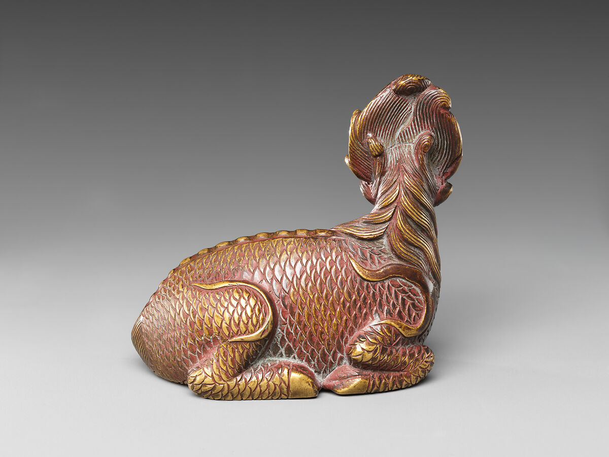 Paperweight in the shape of a Qilin, Copper alloy, China