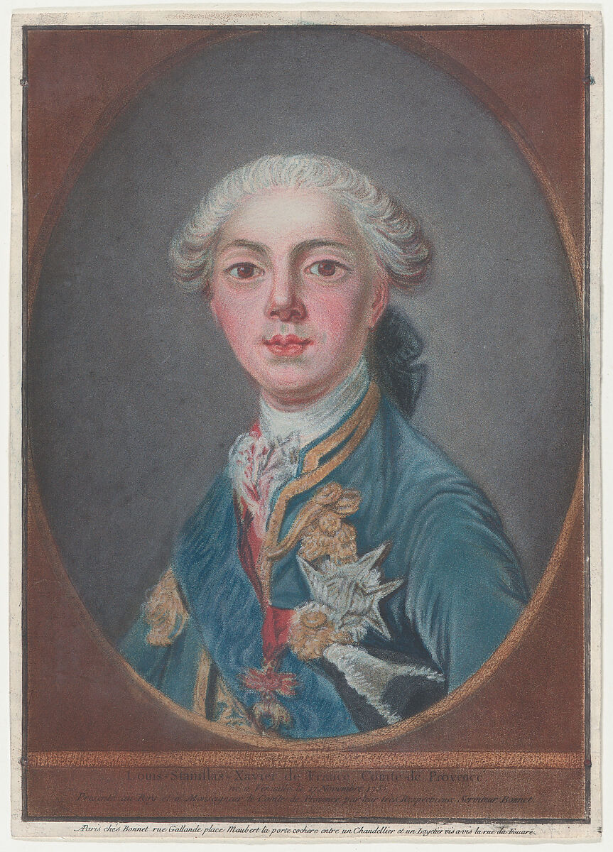 Louis-Stanislas-Xavier de France, Comte de Provence, Louis Marin Bonnet (French, Paris 1736–1793 Saint-Mandé, Val-de-Marne), Pastel manner 