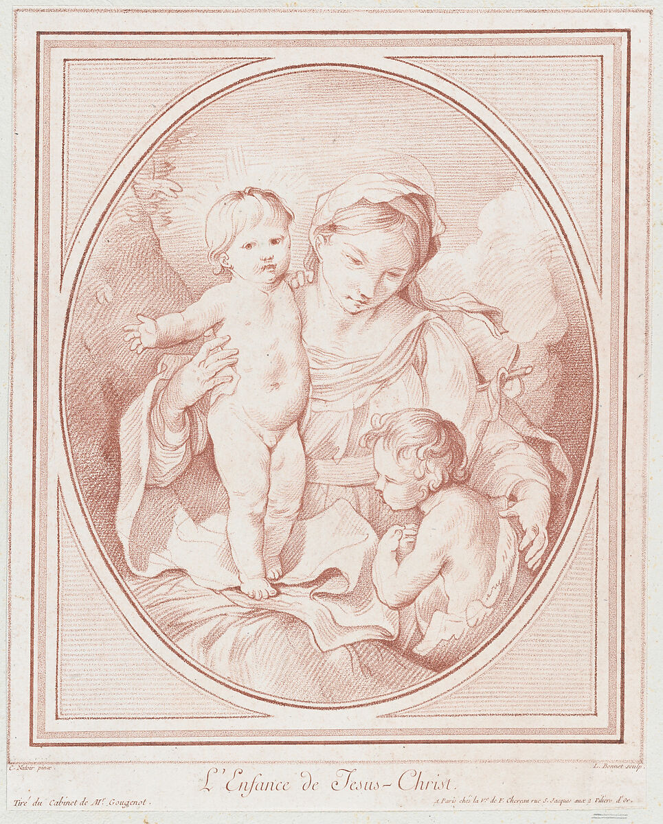The Childhood of Jesus Christ, Louis Marin Bonnet (French, Paris 1736–1793 Saint-Mandé, Val-de-Marne), Crayon-manner in red 