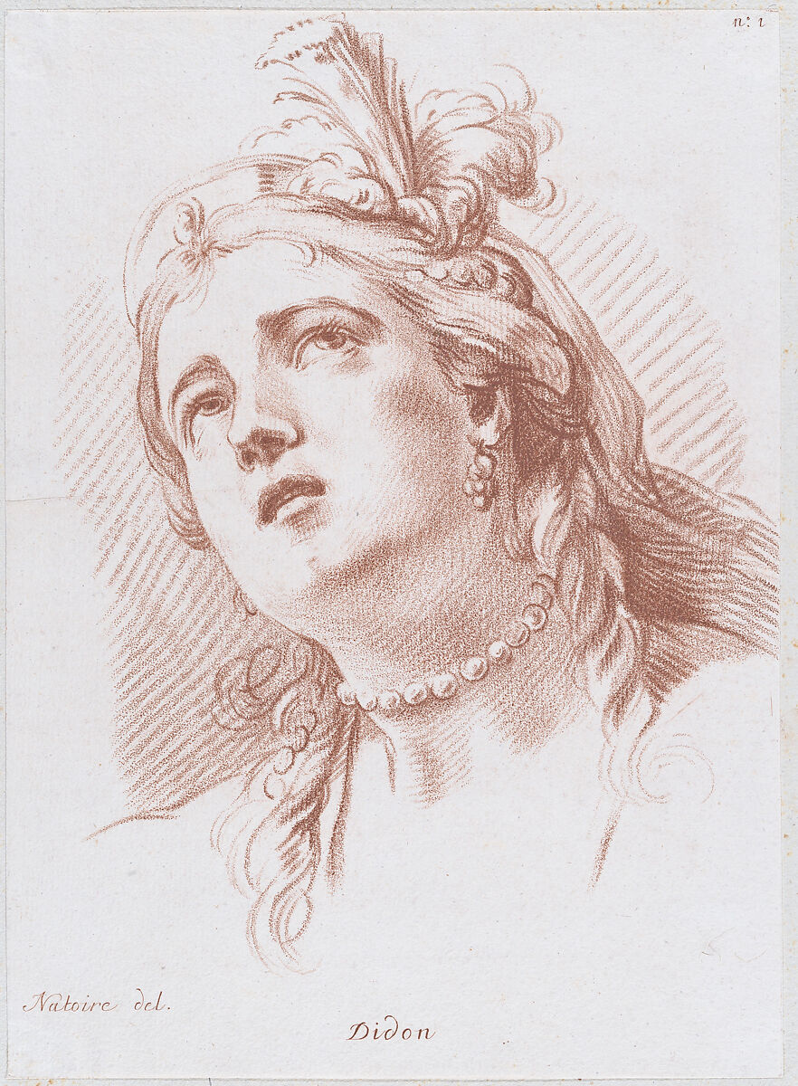 Dido, Louis Marin Bonnet (French, Paris 1736–1793 Saint-Mandé, Val-de-Marne), Crayon manner in red 