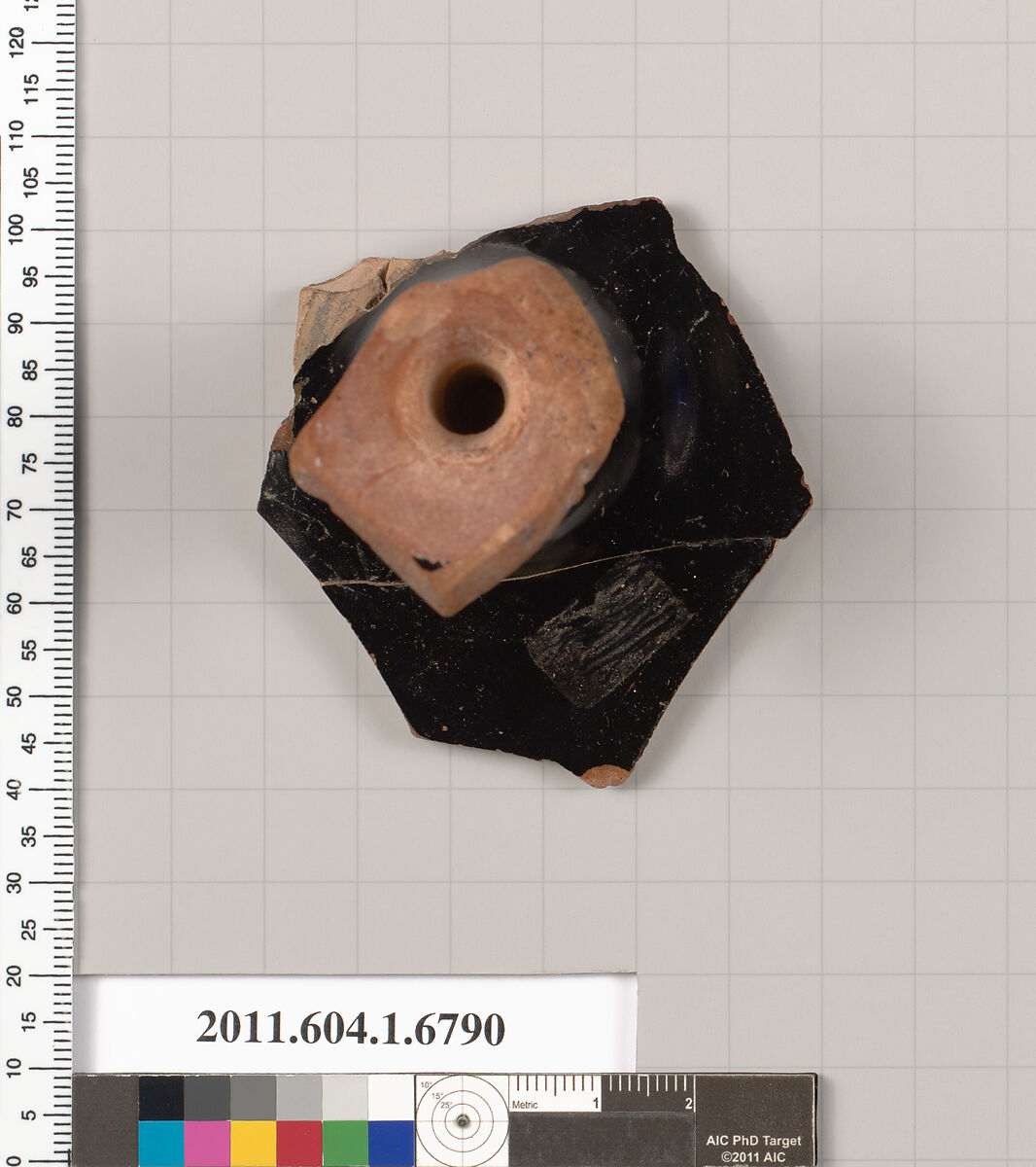 Terracotta fragment of a kylix (drinking cup), Terracotta, Greek, Attic