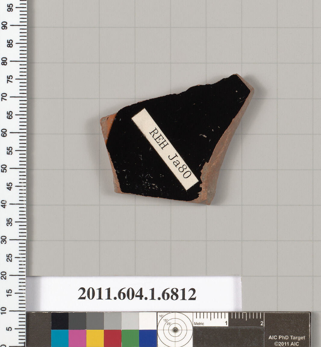 Terracotta fragment of a kylix (drinking cup), Terracotta, Greek, Attic