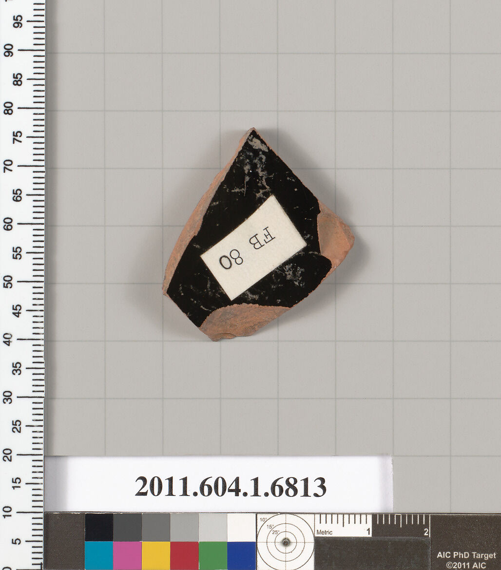 Terracotta fragment of a kylix (drinking cup), Terracotta, Greek, Attic