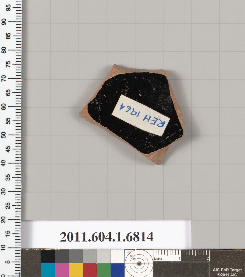 Terracotta fragment of a kylix (drinking cup), Terracotta, Greek, Attic