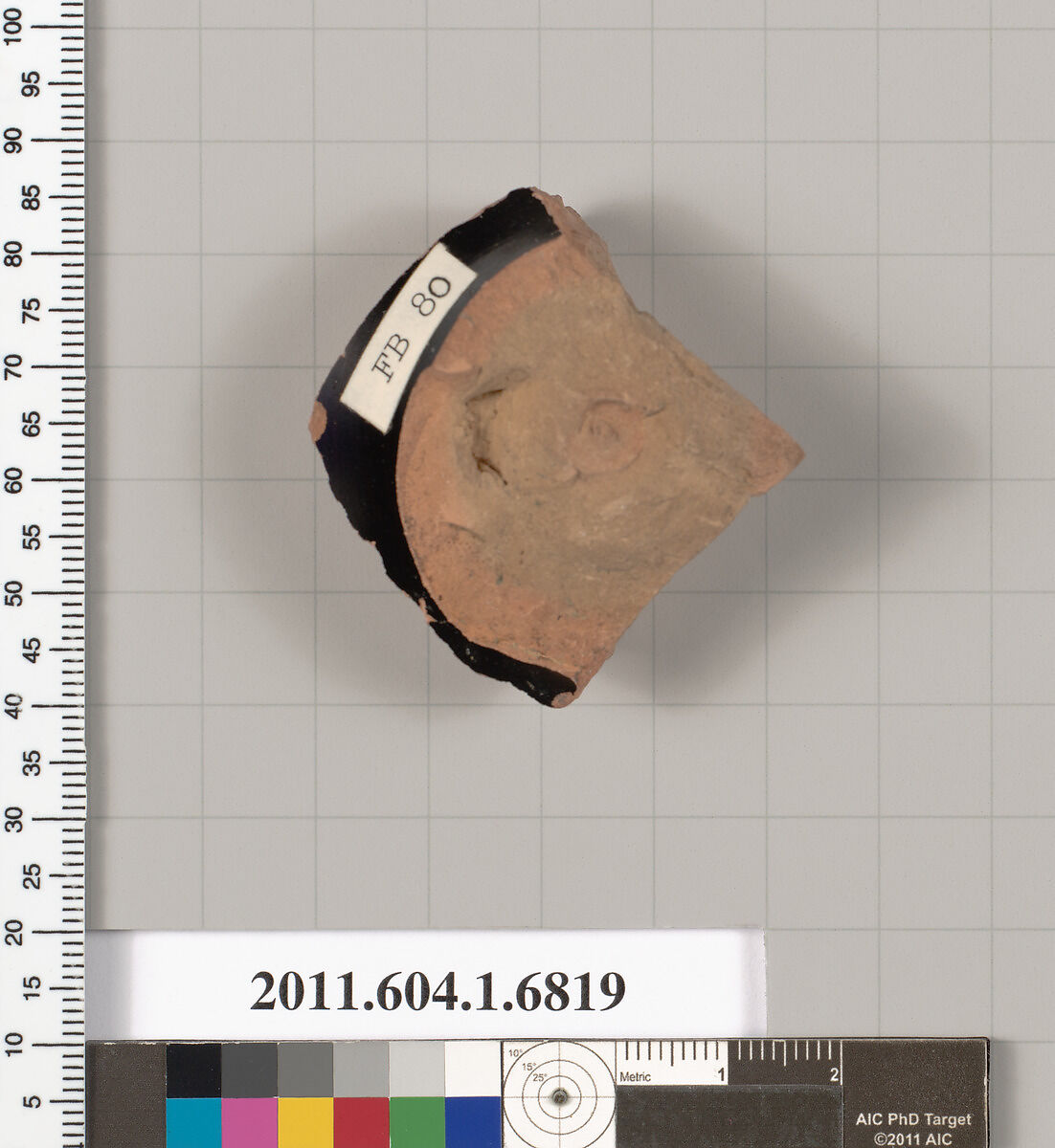 Terracotta fragment of a kylix (drinking cup), Terracotta, Greek, Attic