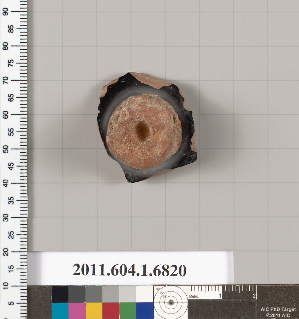 Terracotta fragment of a kylix (drinking cup), Terracotta, Greek, Attic
