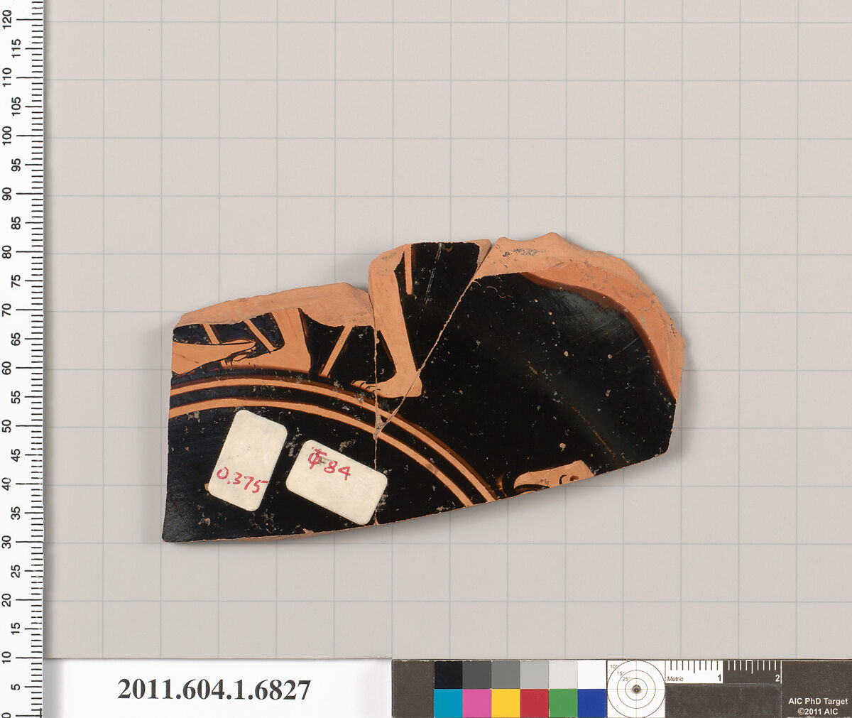 Terracotta fragment of a kylix (drinking cup), Terracotta, Greek, Attic