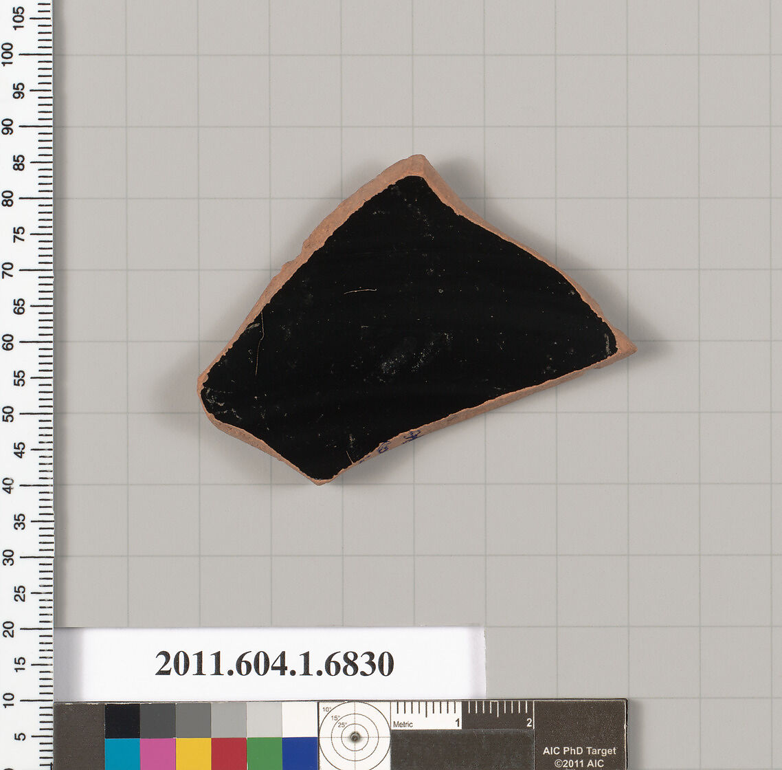 Terracotta fragment of a kylix (drinking cup), Terracotta, Greek, Attic