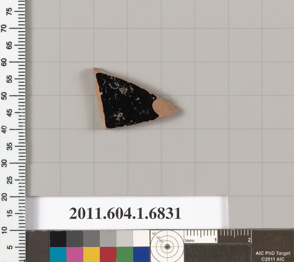 Terracotta fragment of a kylix (drinking cup), Terracotta, Greek, Attic