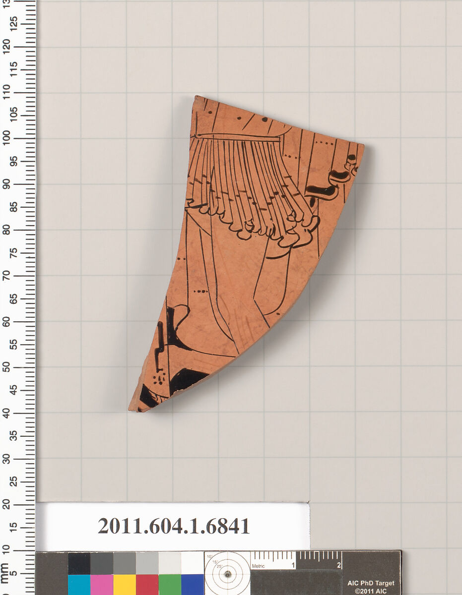 Terracotta fragment of a kylix (drinking cup), Terracotta, Greek, Attic