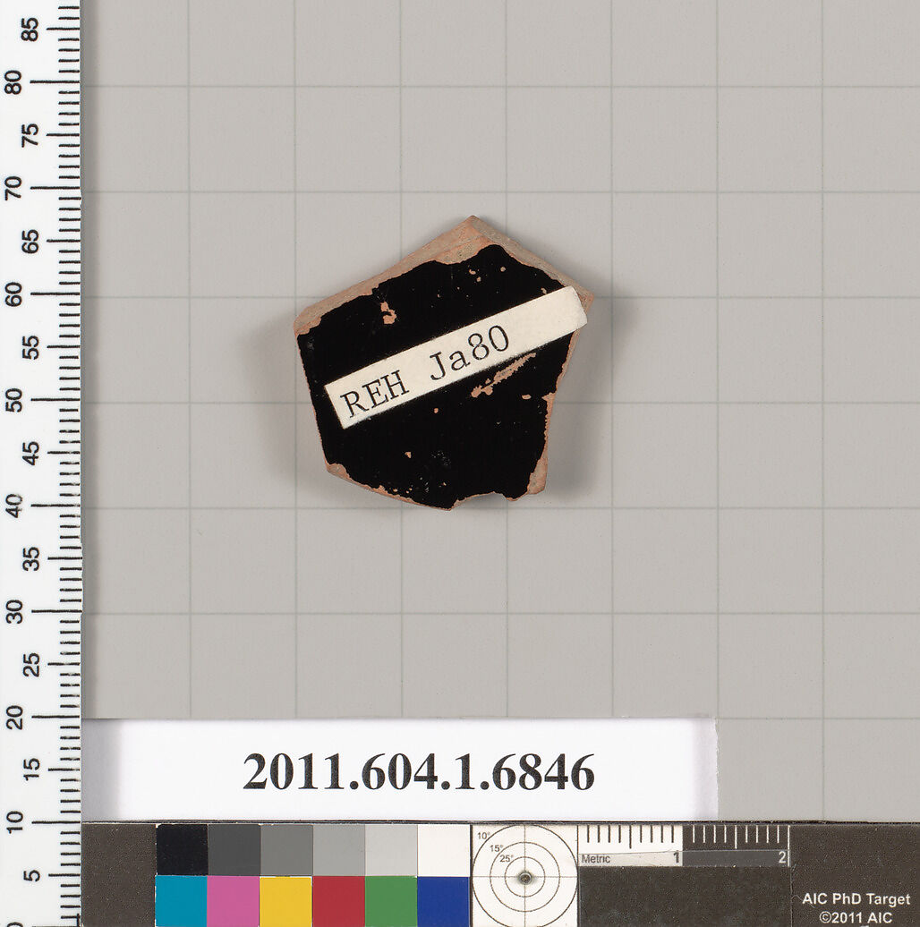 Terracotta fragment of a kylix (drinking cup), Terracotta, Greek, Attic