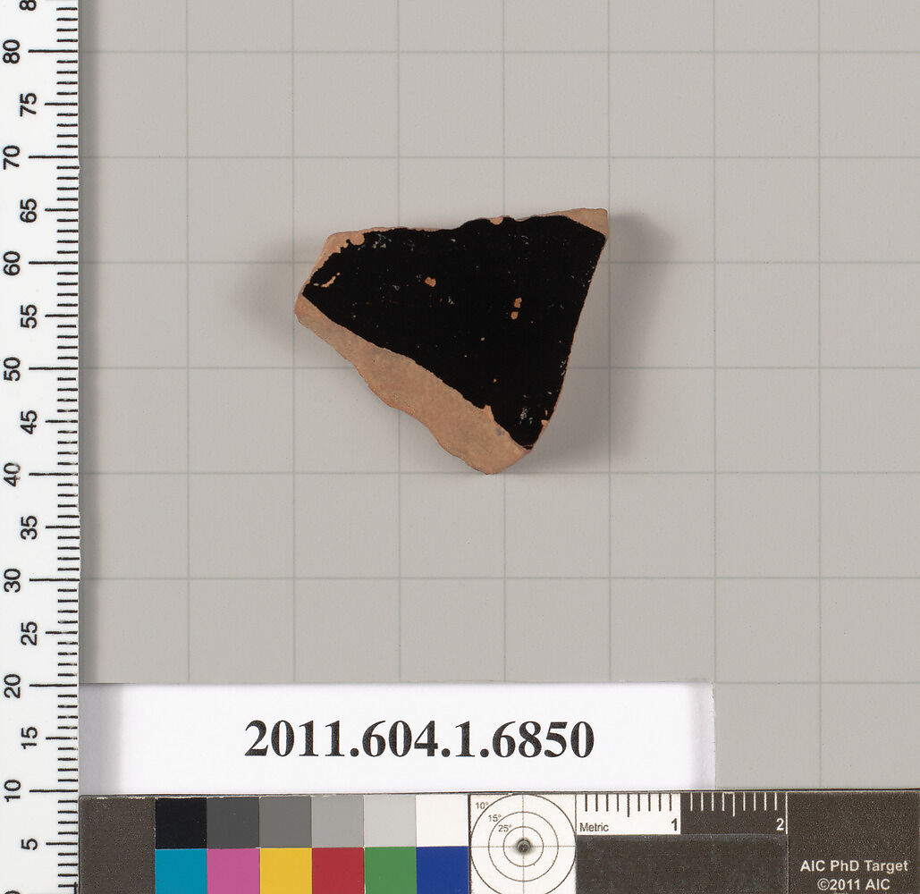 Terracotta fragment of a kylix (drinking cup), Terracotta, Greek, Attic