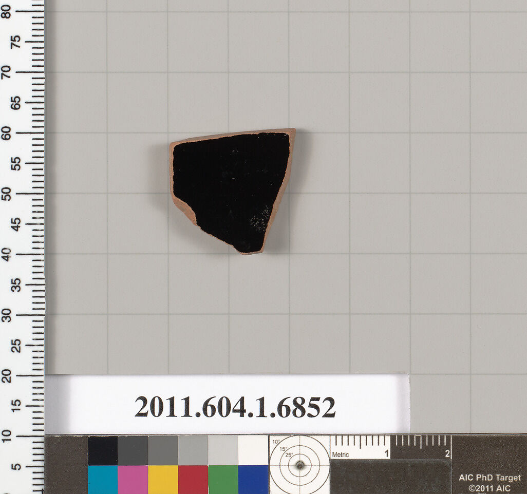 Terracotta fragment of a kylix (drinking cup), Terracotta, Greek, Attic