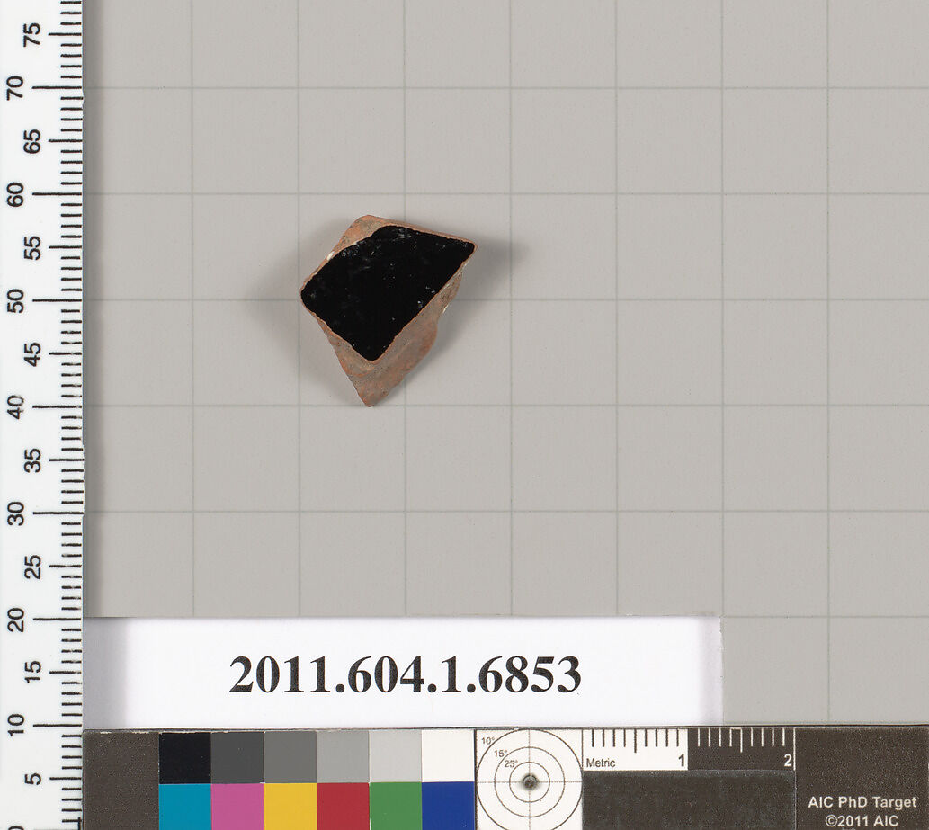 Terracotta fragment of a kylix (drinking cup), Terracotta, Greek, Attic