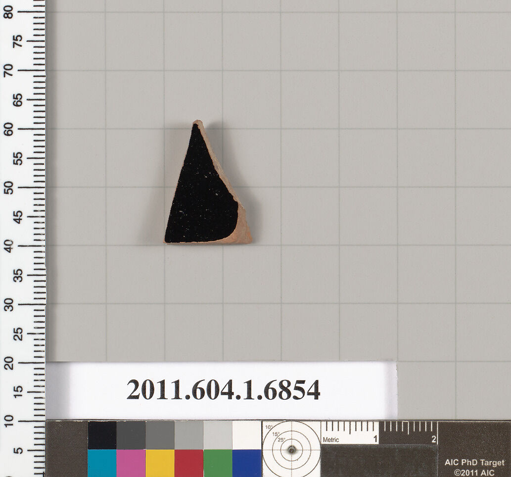 Terracotta fragment of a kylix (drinking cup), Terracotta, Greek, Attic