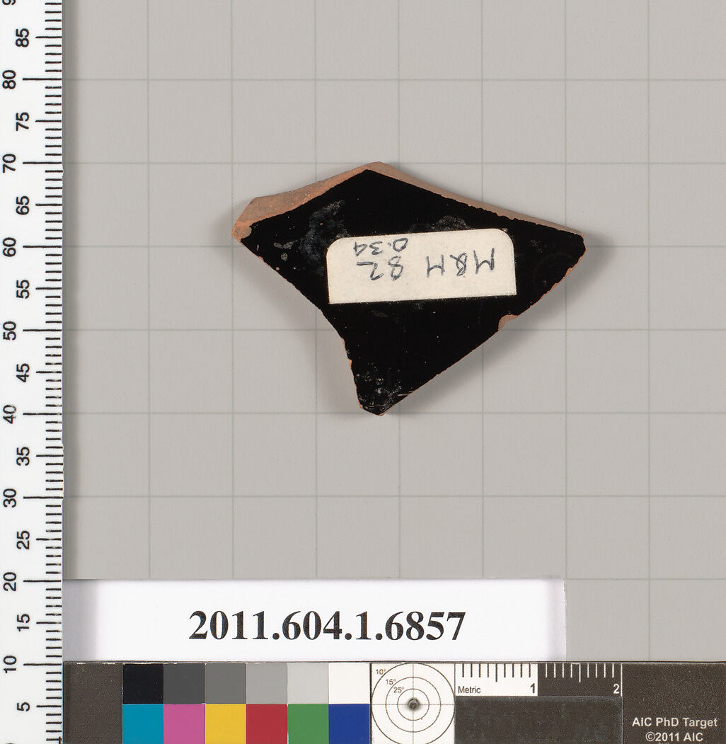 Terracotta fragment of a kylix (drinking cup), Terracotta, Greek, Attic