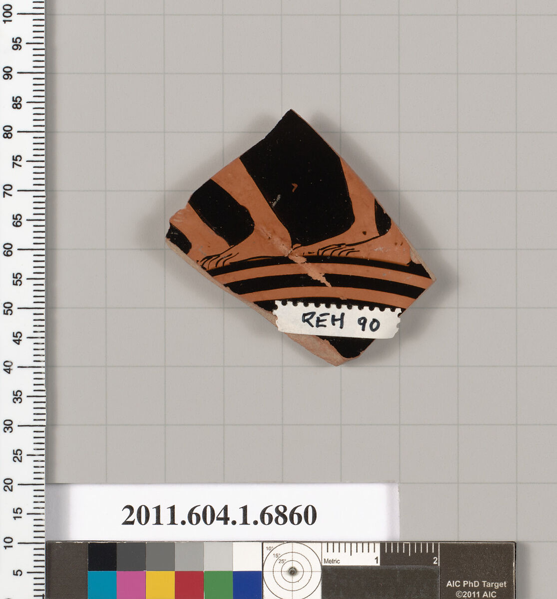 Terracotta fragment of a kylix (drinking cup), Terracotta, Greek, Attic