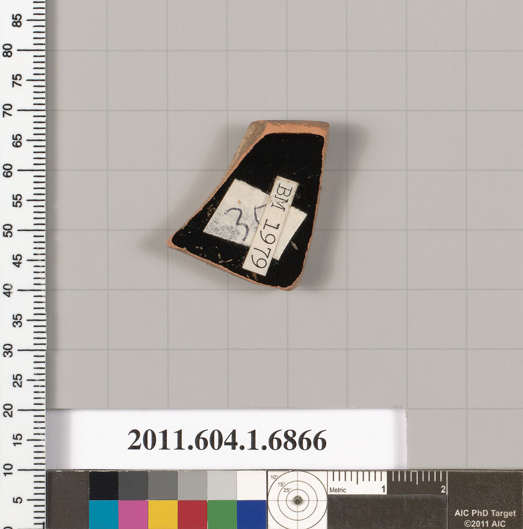 Terracotta rim fragment of a kylix (drinking cup), Terracotta, Greek, Attic