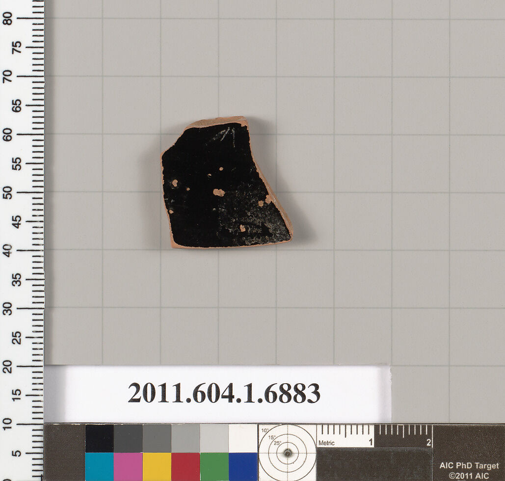 Terracotta fragment of a kylix (drinking cup), Terracotta, Greek, Attic