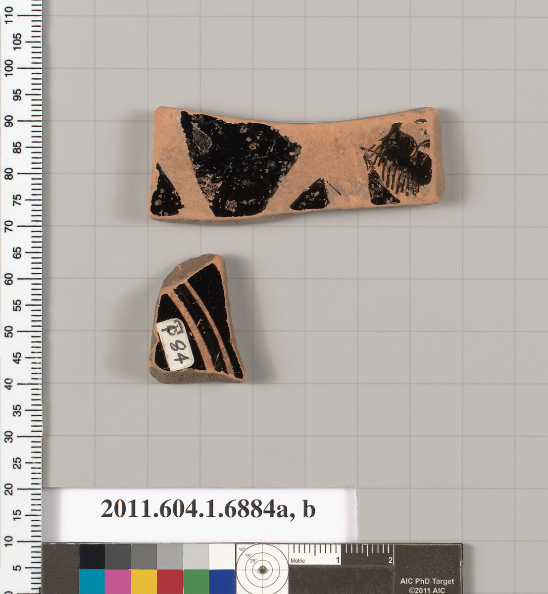 Terracotta fragments of a kylix (drinking cup), Terracotta, Greek, Attic