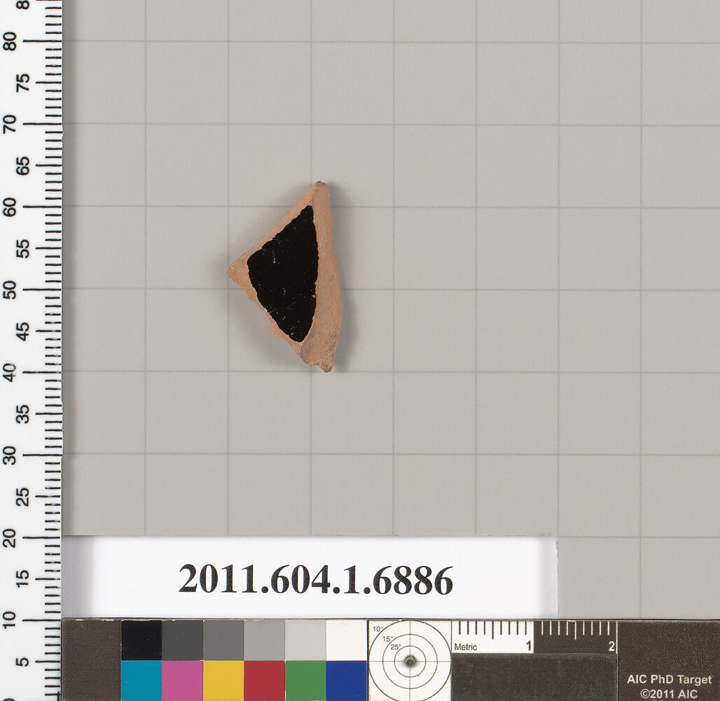 Terracotta fragment of a kylix (drinking cup), Terracotta, Greek, Attic
