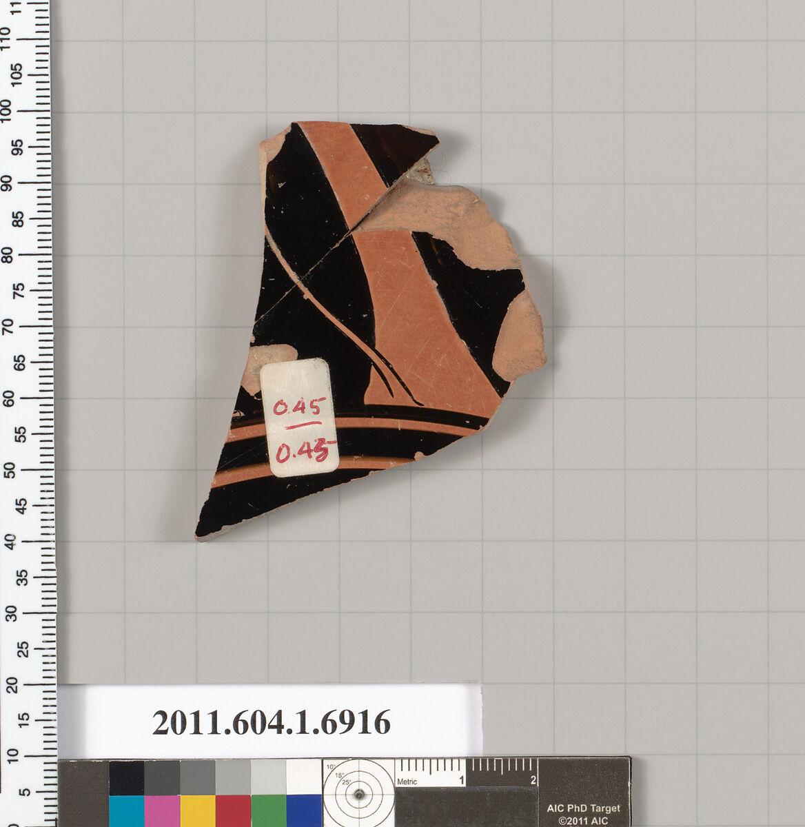 Terracotta fragment of a kylix (drinking cup), Terracotta, Greek, Attic