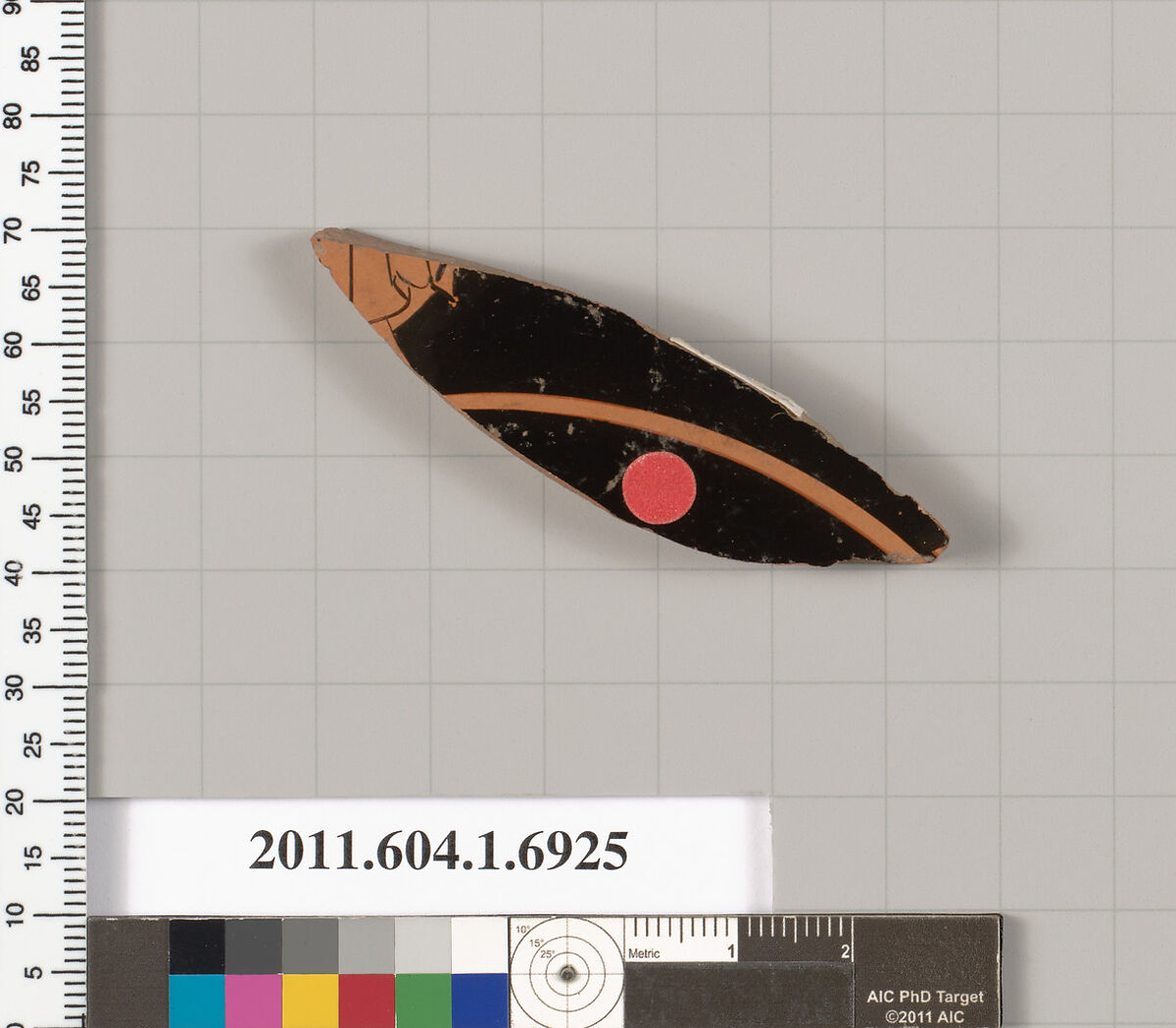 Terracotta fragment of a kylix (drinking cup), Terracotta, Greek, Attic