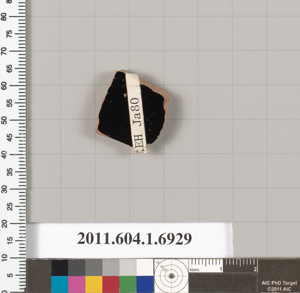 Terracotta fragment of a kylix (drinking cup), Terracotta, Greek, Attic