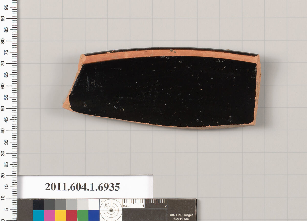 Terracotta rim fragment of a kylix (drinking cup), Terracotta, Greek, Attic