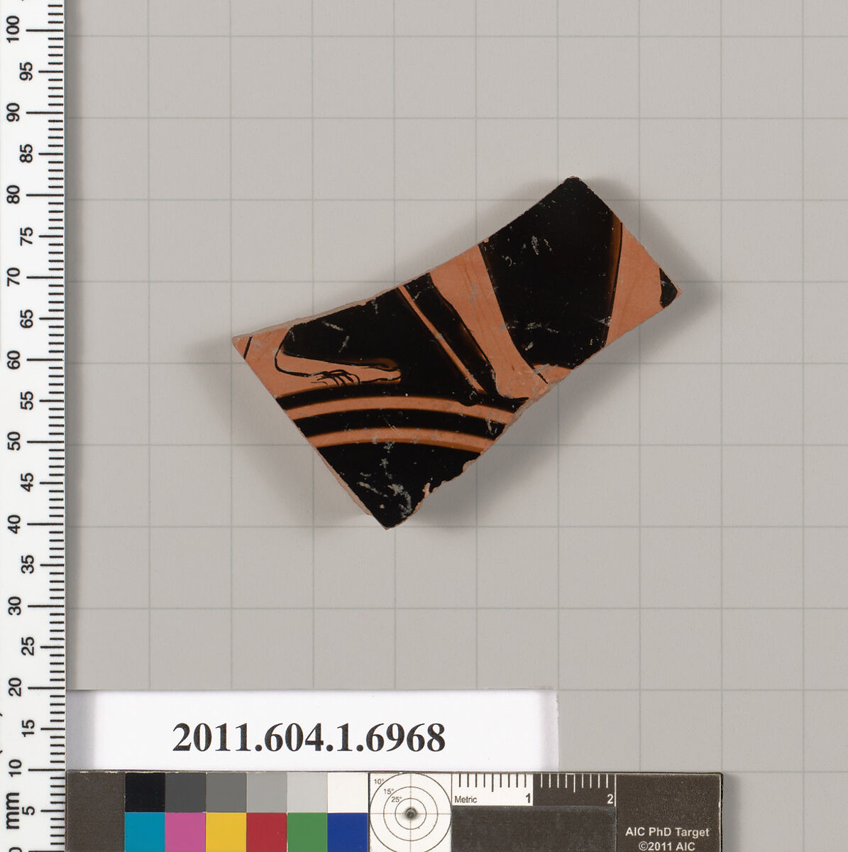 Terracotta fragment of a kylix (drinking cup), Terracotta, Greek, Attic