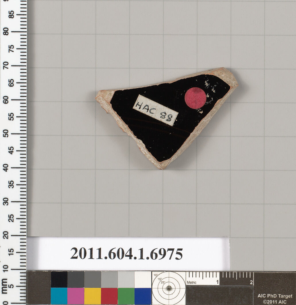 Terracotta fragment of a kylix (drinking cup), Terracotta, Greek, Attic