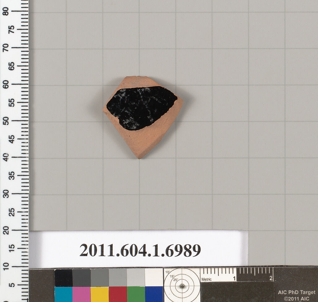 Terracotta fragment of a kylix (drinking cup), Terracotta, Greek, Attic