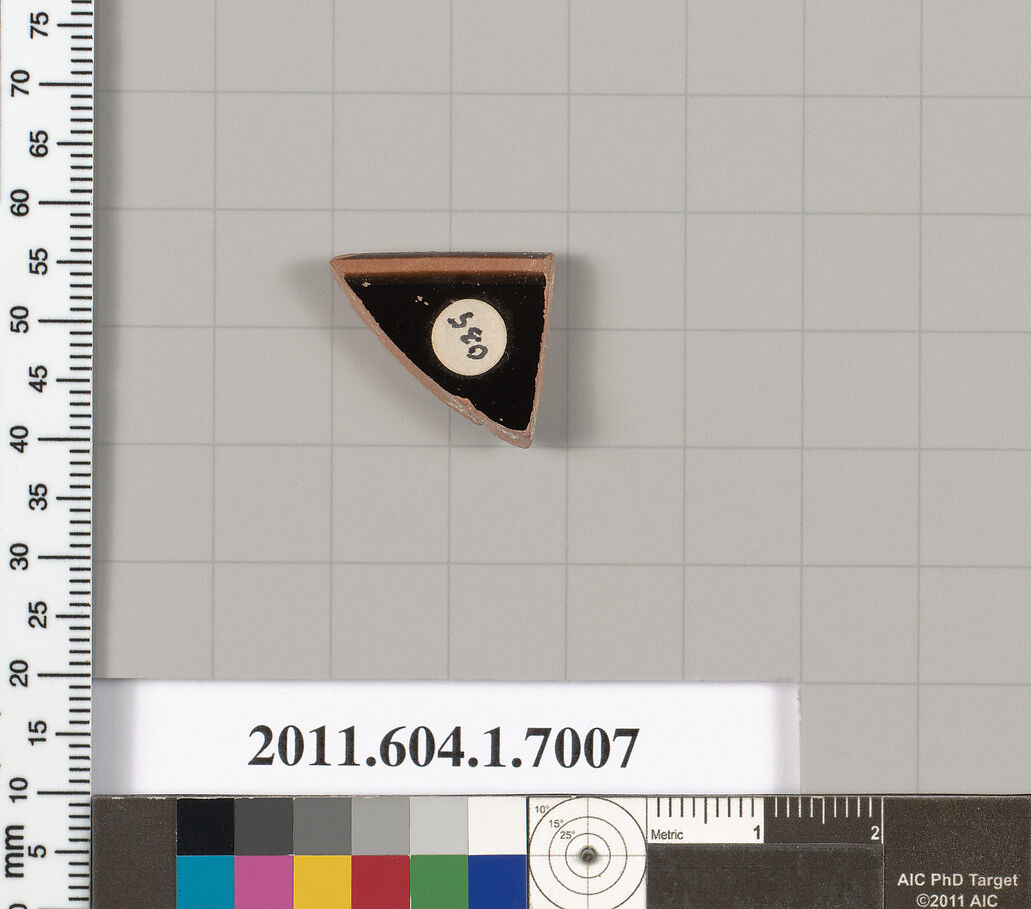 Terracotta rim fragment of a kylix (drinking cup), Terracotta, Greek, Attic