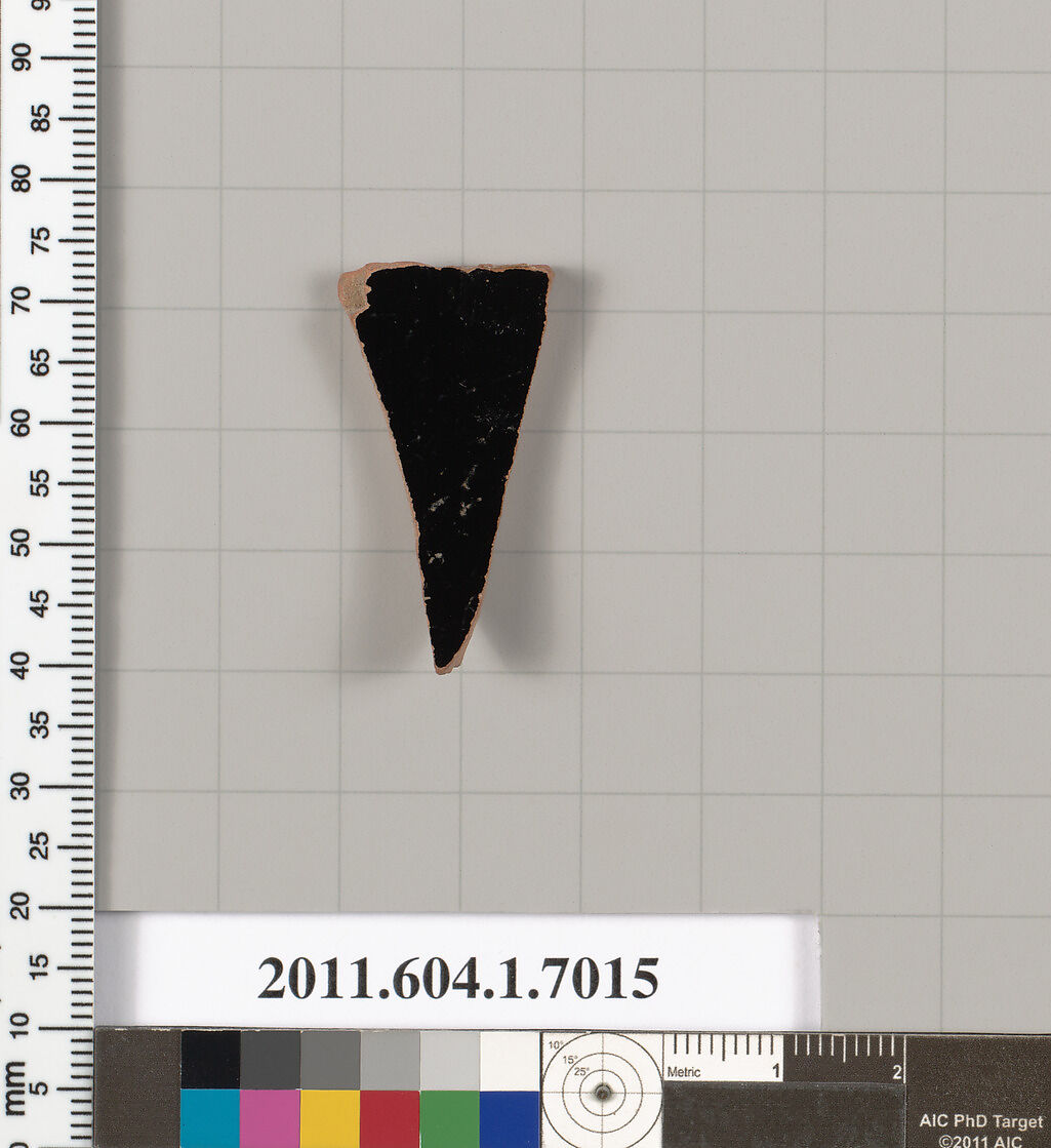 Terracotta fragment of a kylix (drinking cup), Terracotta, Greek, Attic