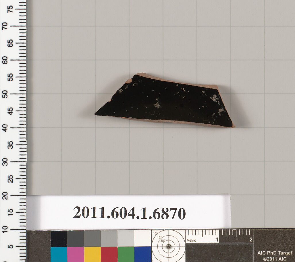 Terracotta fragment of a kylix (drinking cup), Terracotta, Greek, Attic
