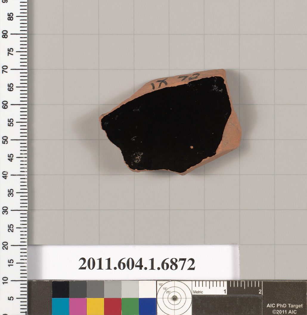 Terracotta fragment of a kylix (drinking cup), Terracotta, Greek, Attic