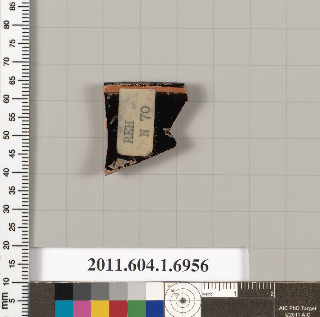 Terracotta rim fragment of a kylix (drinking cup), Terracotta, Greek, Attic