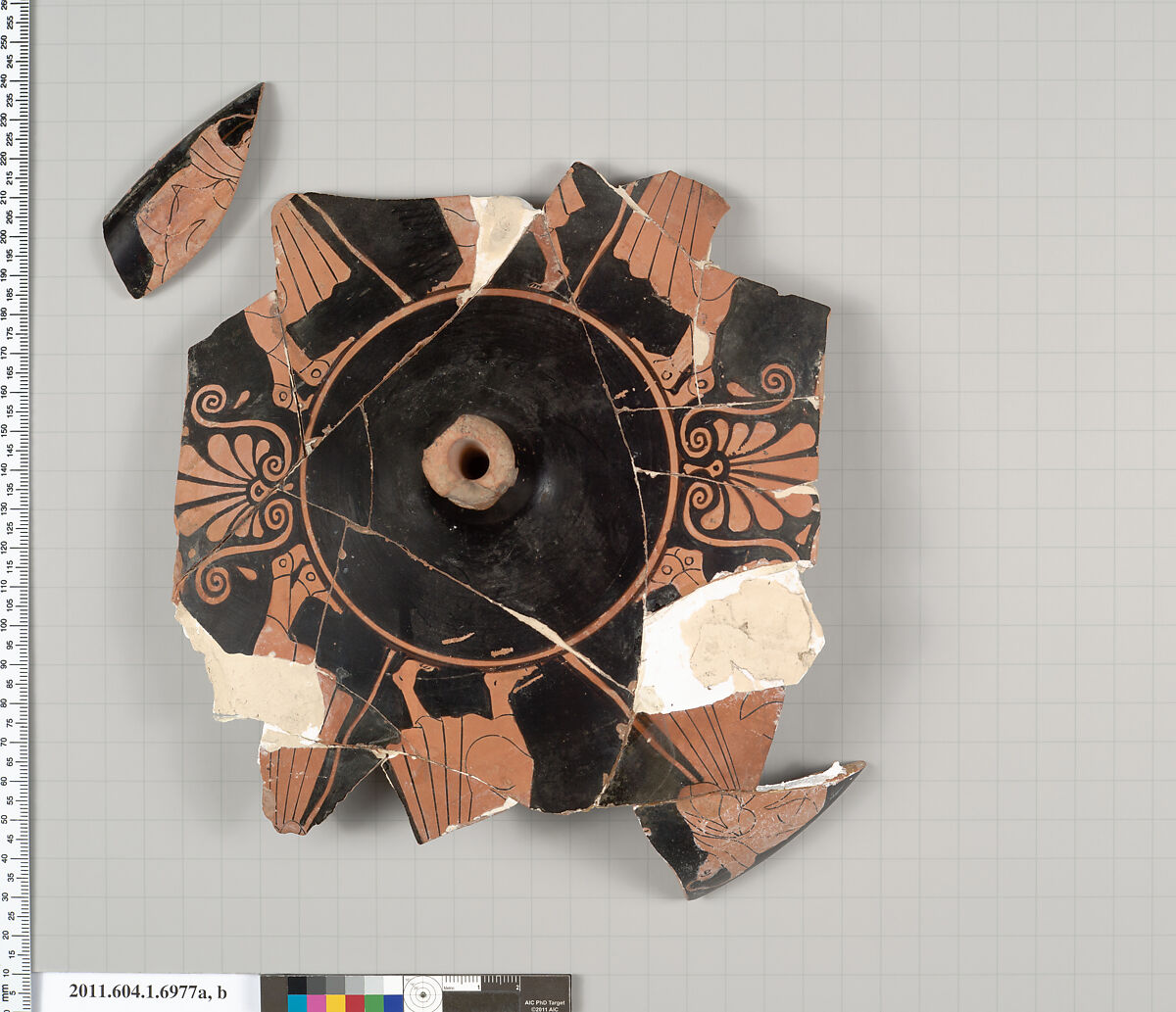 Terracotta fragments of a kylix (drinking cup), Terracotta, Greek, Attic