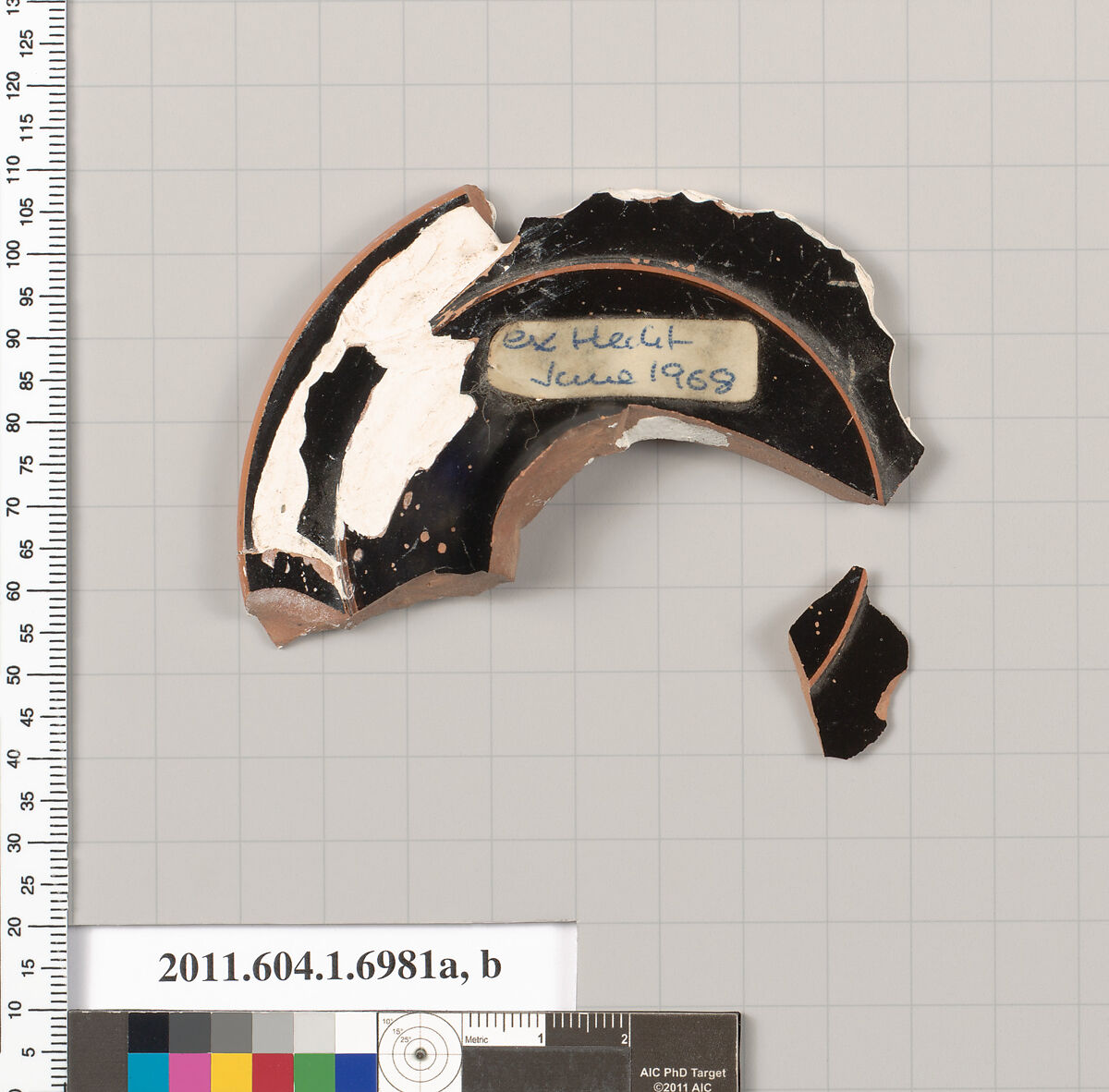 Terracotta fragments of a kylix (drinking cup), Terracotta, Greek, Attic 