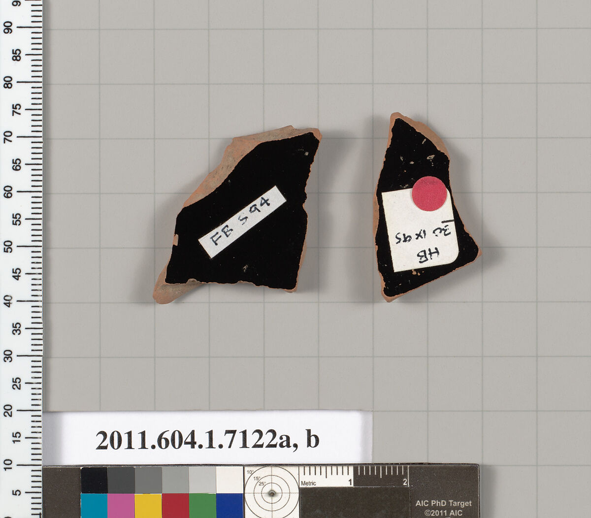 Terracotta fragments of kylikes (drinking cups), Terracotta, Greek, Attic