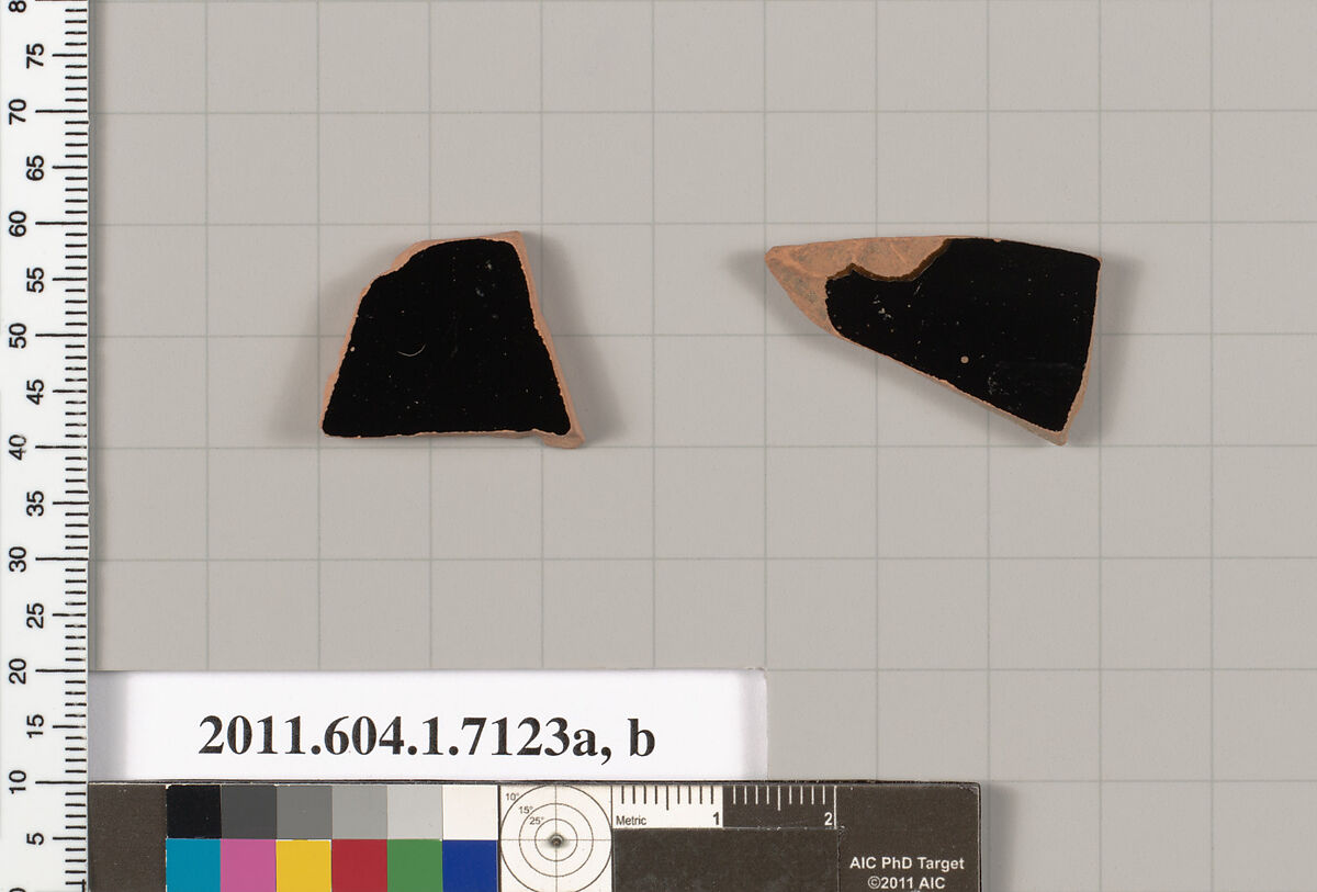 Terracotta fragments of kylikes (drinking cups), Terracotta, Greek, Attic