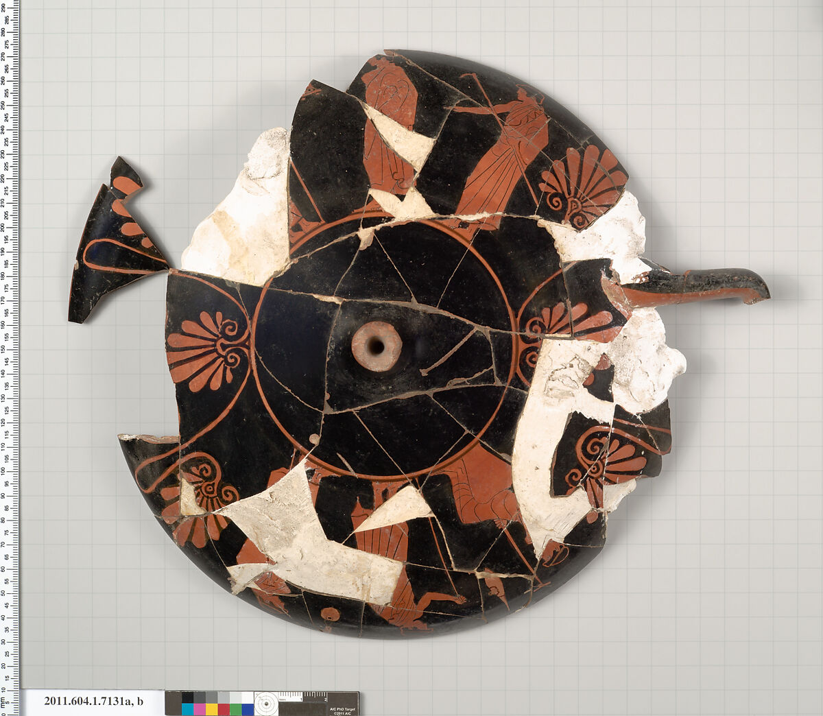 Terracotta fragments of a kylix (drinking cup), Terracotta, Greek, Attic