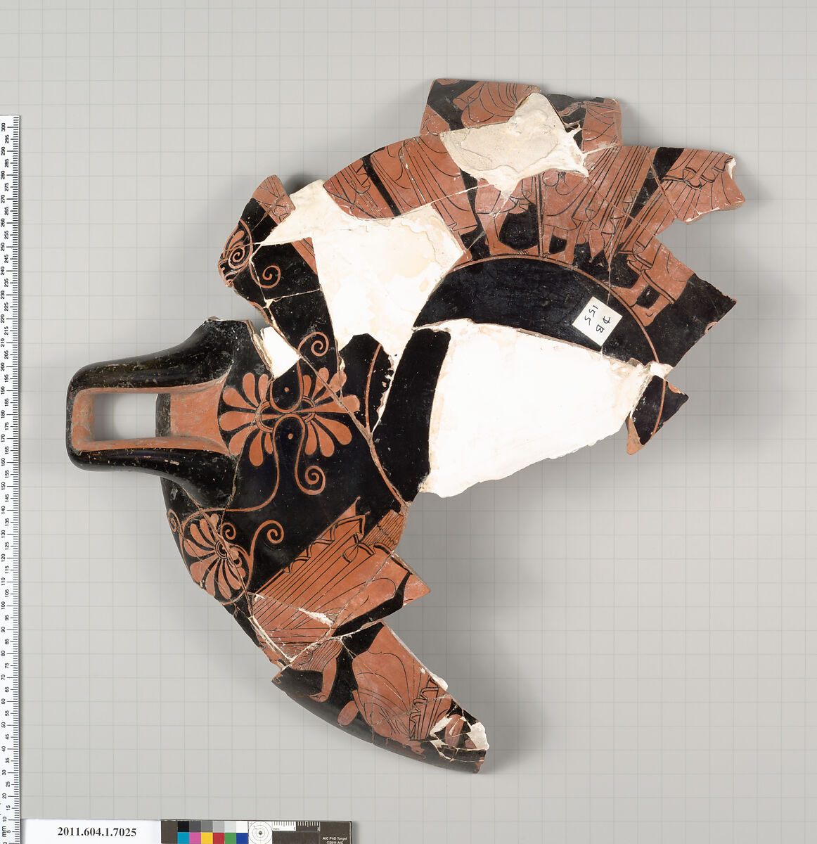 Terracotta fragment of a kylix (drinking cup), Terracotta, Greek, Attic