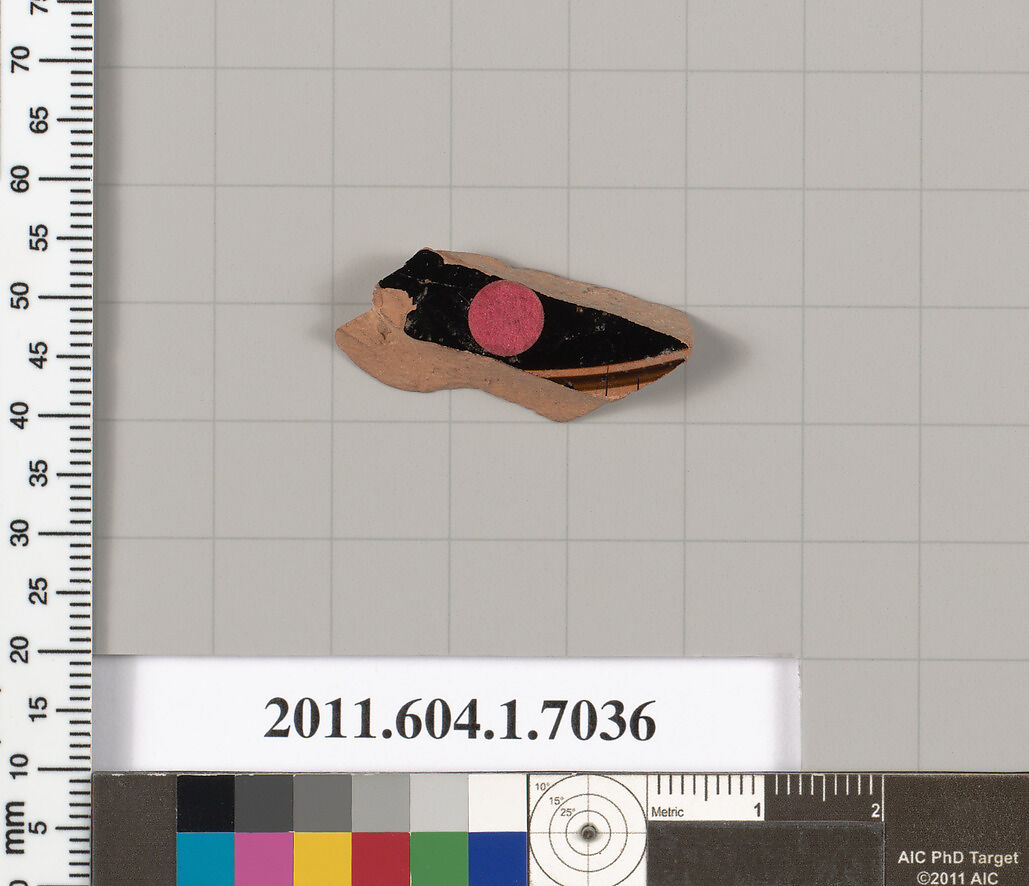Terracotta fragment of a kylix (drinking cup), Terracotta, Greek, Attic