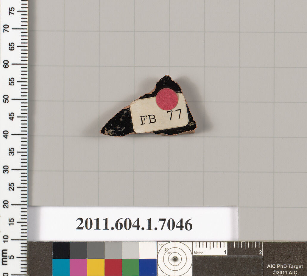 Terracotta fragment of a kylix (drinking cup), Terracotta, Greek, Attic