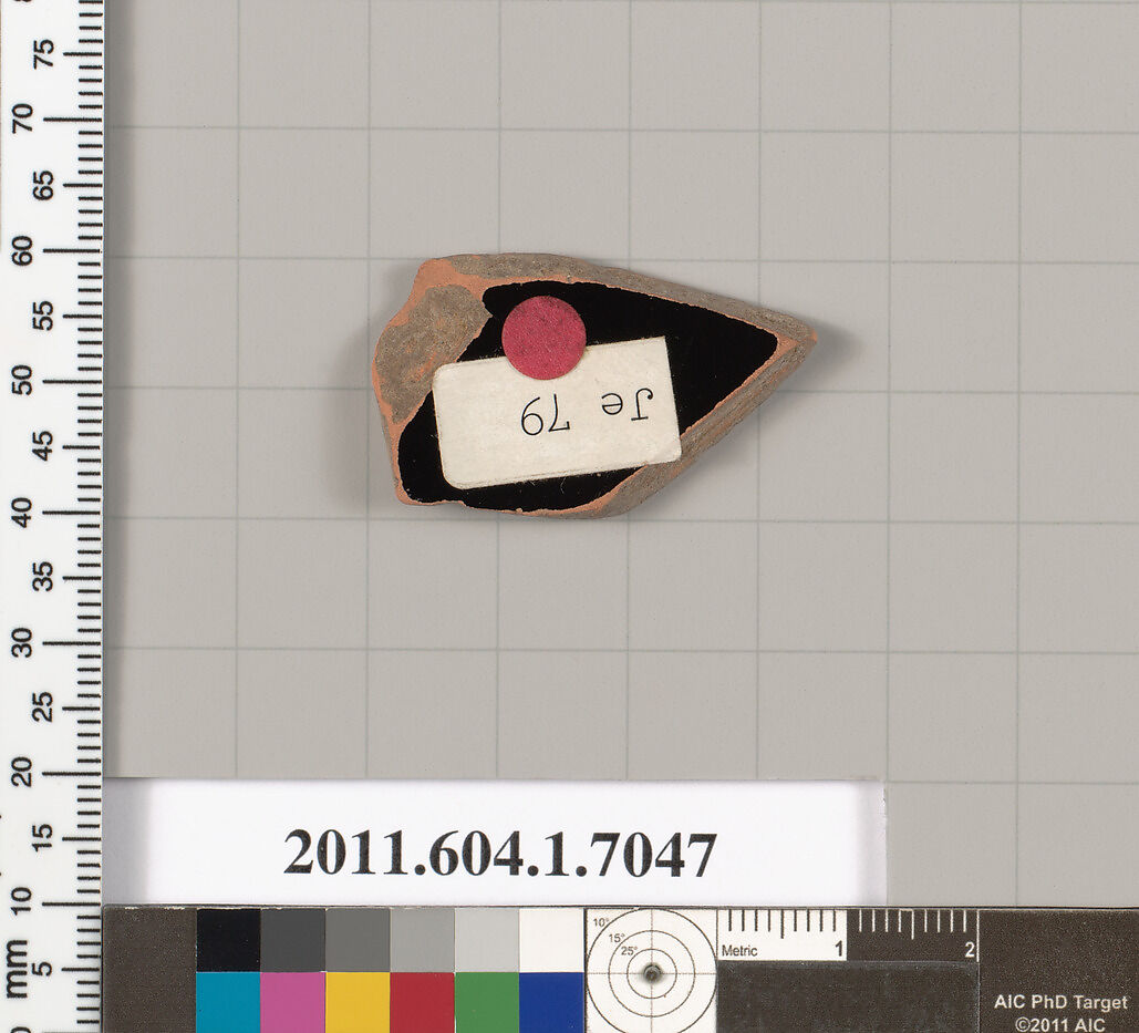 Terracotta fragment of a kylix (drinking cup), Terracotta, Greek, Attic