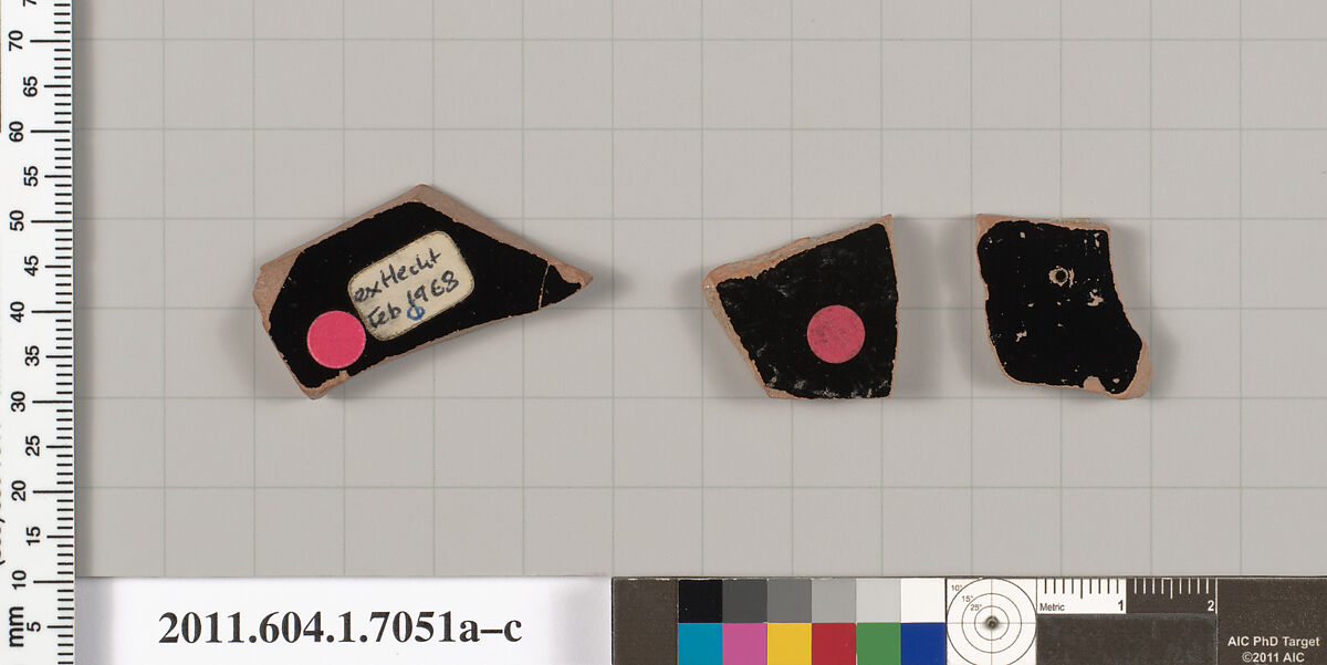Terracotta fragments of kylikes (drinking cups), Terracotta, Greek, Attic