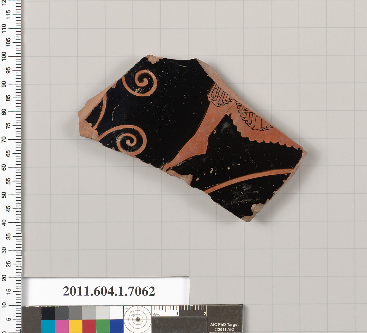 Terracotta fragment of a kylix (drinking cup), Terracotta, Greek, Attic