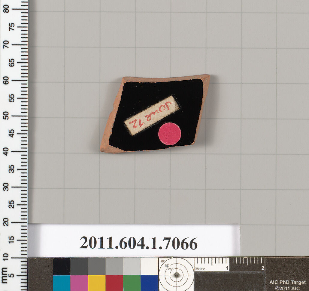 Terracotta fragment of a kylix (drinking cup), Terracotta, Greek, Attic